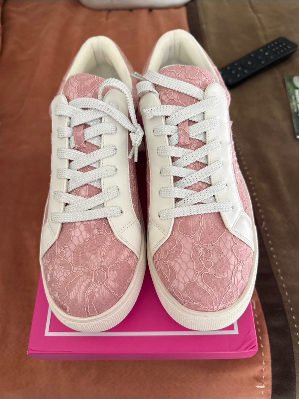 Corkys super nova Pink Lace-Overlay Casual Sneakers with White Trim